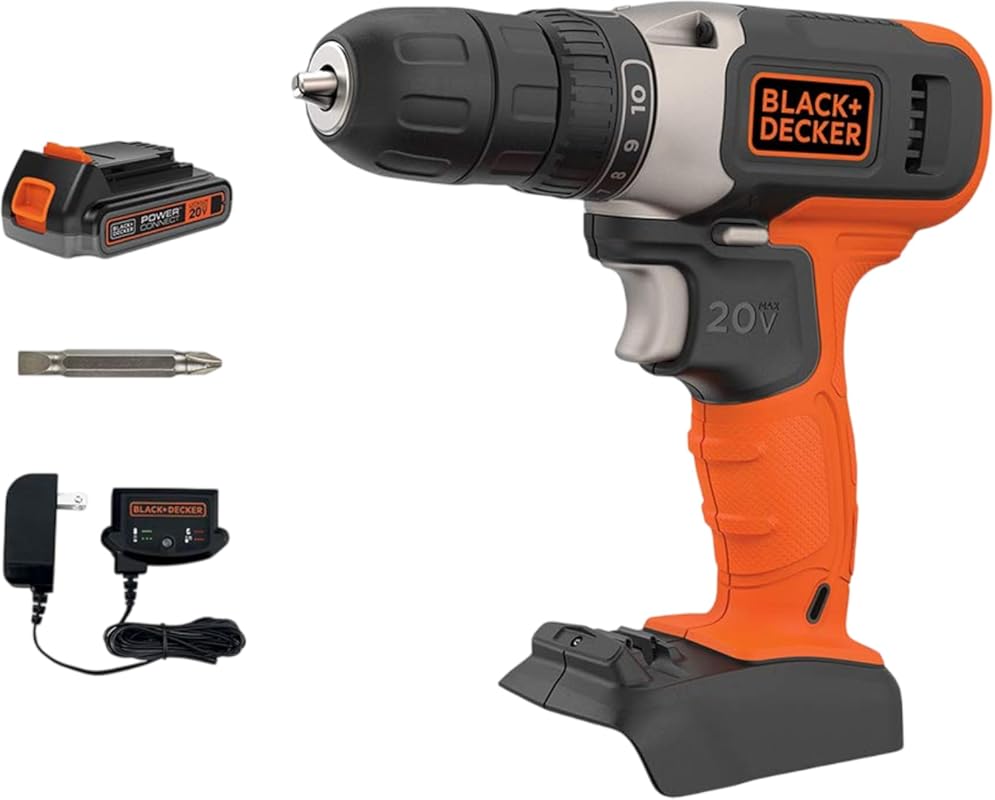 BLACK+DECKER 20V MAX Cordless Drill Kit with ‎Battery, Charger, Includ