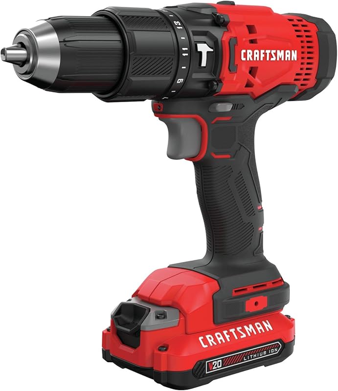 CRAFTSMAN V20 Cordless Hammer Drill Kit, 1/2 inch, 2 Batteries and Cha