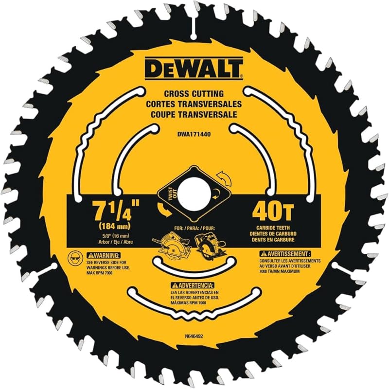 DEWALT Circular Saw Blade, 7 1/4 Inch, 40 Tooth, Wood Cutting
