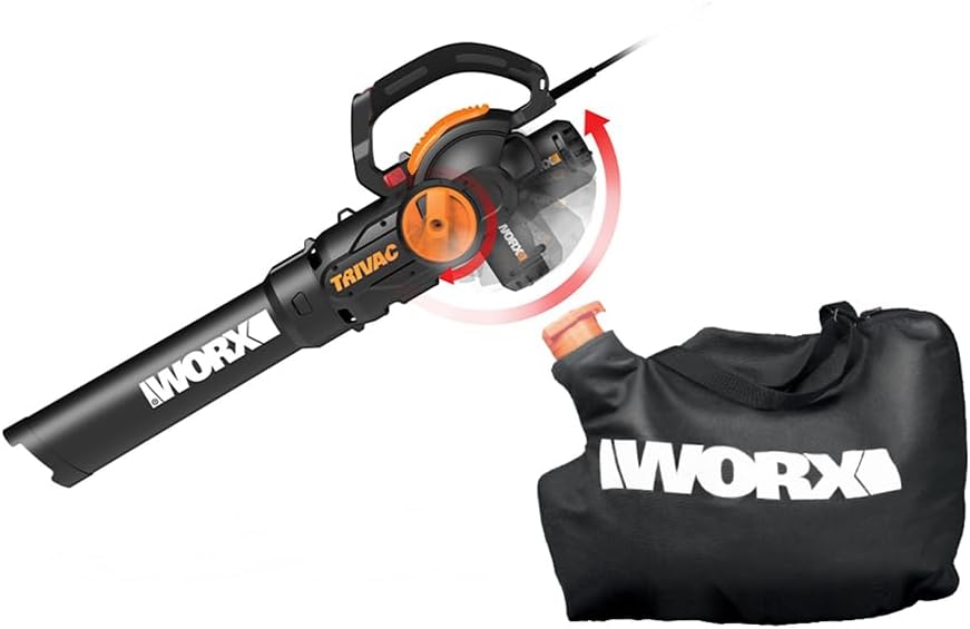 WORX WG512 Electric 3-in-1 Leaf Blower, Vacuum, and Mulcher for effici