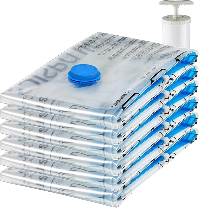 Vacuum Space Saver Storage Bags for Clothes, Jumbo 6-Pack with Hand Pu