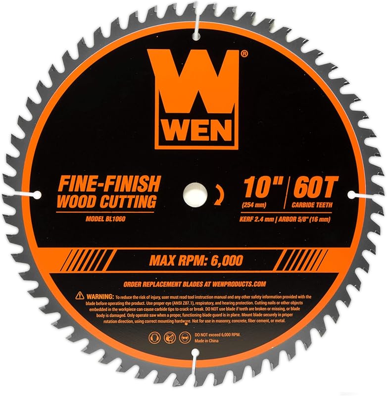 WEN BL1060 10-Inch 60-Tooth Fine-Finish Professional Woodworking Saw B