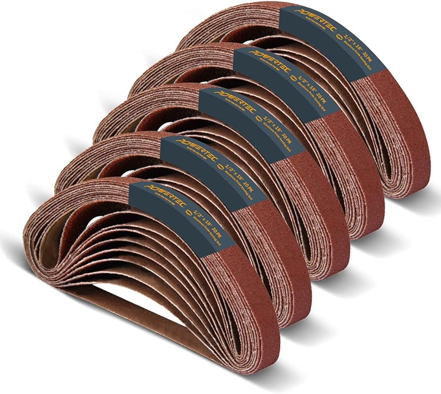1/2x18 Inch Aluminum Oxide Belt Sander Belts: 50-Pack Assorted Grits f