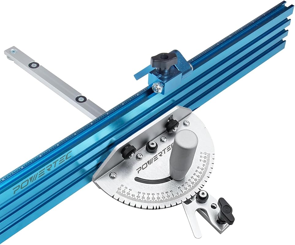 POWERTEC Table Saw Precision Miter Gauge with 27 Angle Stops and 24