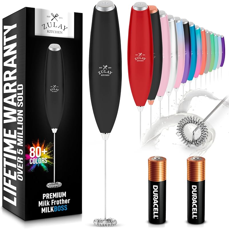 Zulay Kitchen Handheld Electric Milk Frother and Mixer for Cold Foam C