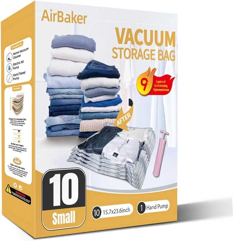 Travel Vacuum Storage Bags with Hand Pump for Clothes, Bedding, and Pa