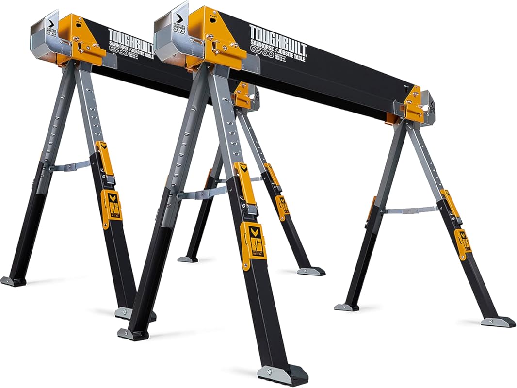 ToughBuilt - C700 Folding Sawhorse & Jobsite Table, Heavy-Duty and Adj
