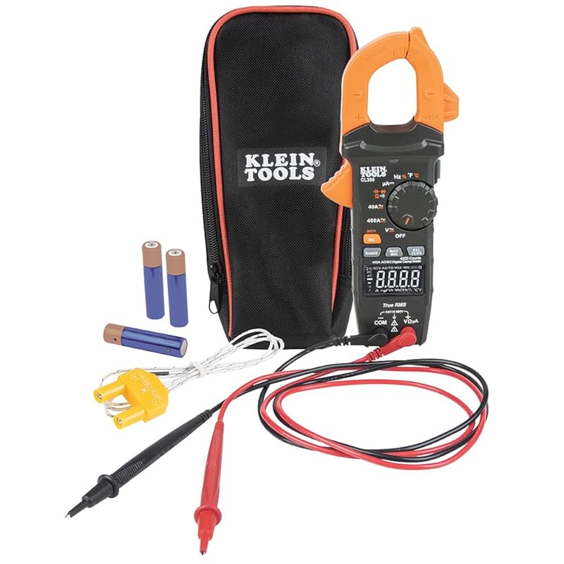Klein Tools CL390 AC/DC Digital Clamp Meter: Auto-Ranging, 400 Amp, NC