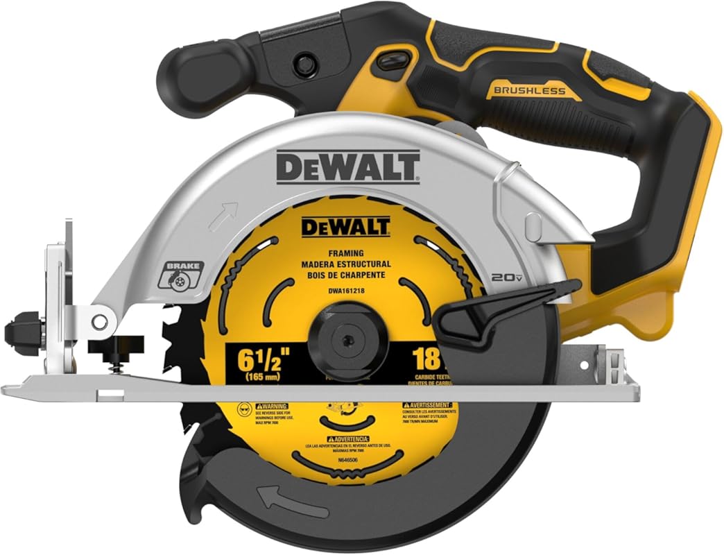 DEWALT 20V Max Brushless Cordless Circular Saw with 6-1/2-inch Blade, 