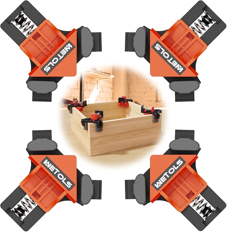 Adjustable Spring-Loaded 90 Degree Right Angle Corner Clamps for Woodw