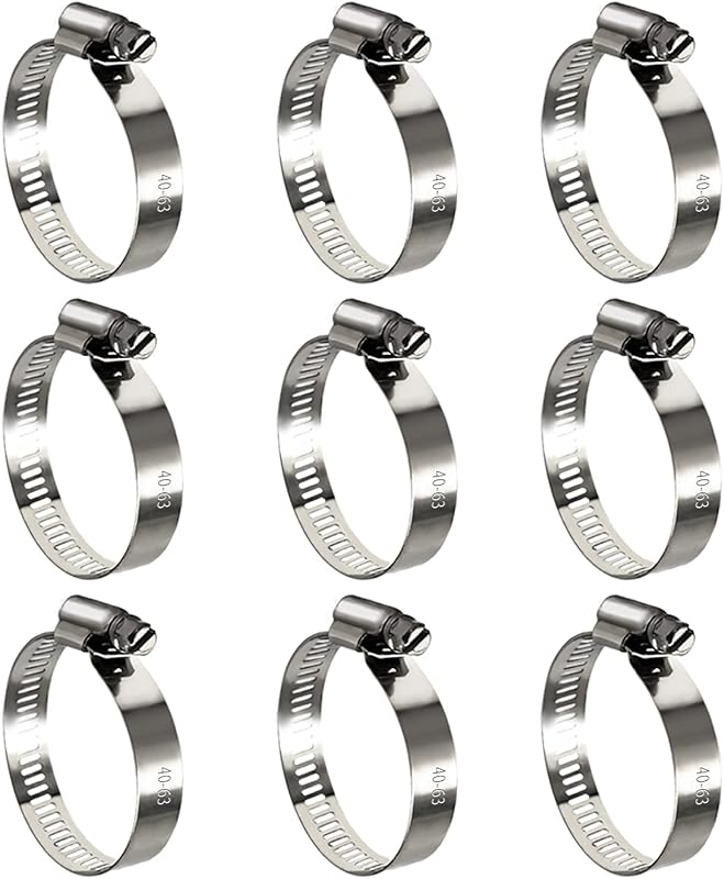 10 Pack Stainless Steel Worm Gear Hose Clamps for Radiators and Fuel L