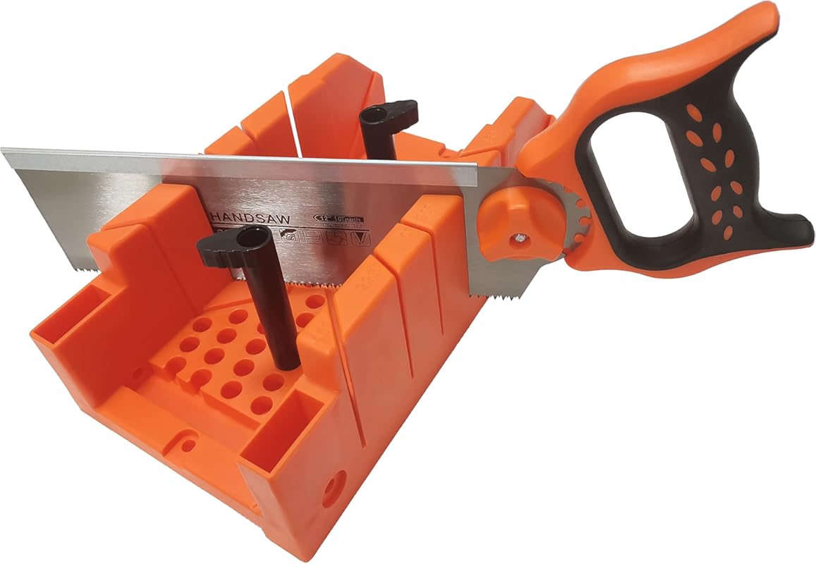 12-inch Miter Box and Saw for Accurate 90, 45, and 22.5 Degree Angle C
