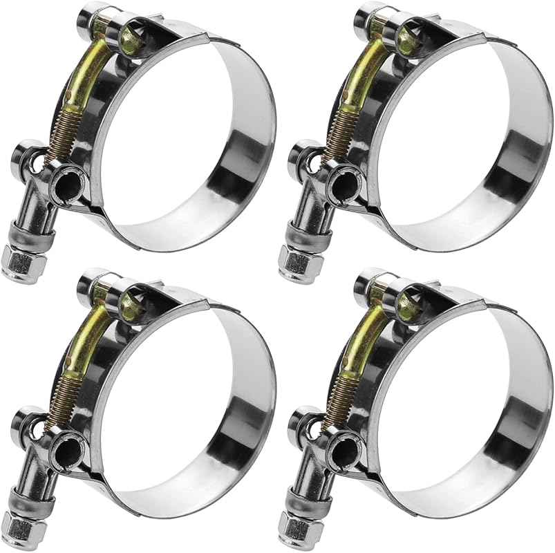 4 Pack 1.5 Inch Stainless Steel 304 T-Bolt Hose Clamps for Radiators a