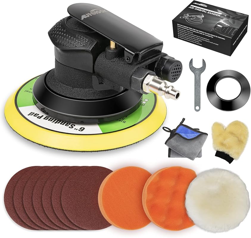 Autolock 6-inch Pneumatic Dual Action Random Orbital Sander for Wood a