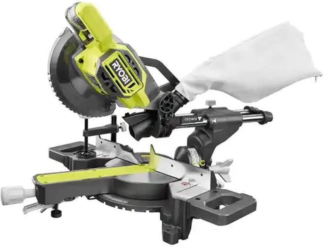 RYOBI 18V Cordless 7-1/4 Inch Sliding Compound Miter Saw for Versatile
