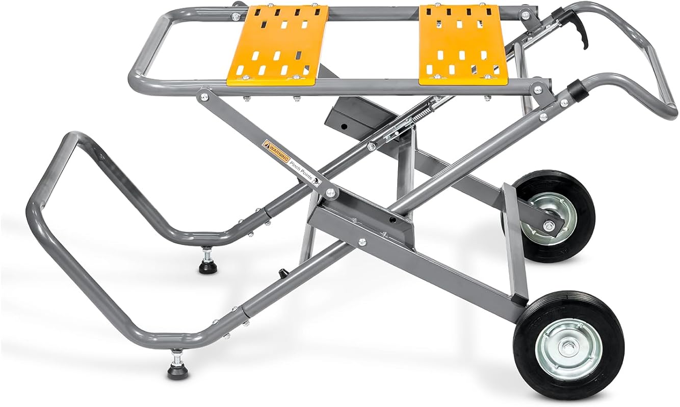 POWERTEC Portable Table Saw Stand with 8-Inch Wheels, Folding Design, 