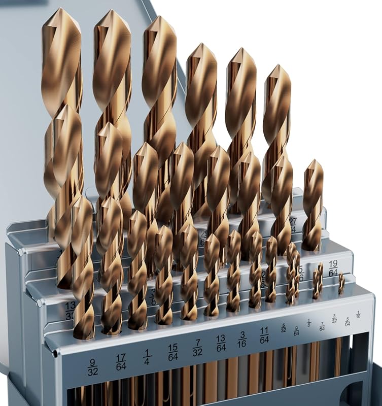 Premium Cobalt M35 HSS Drill Bit Set, 29-Piece, for Hardened & Stainle