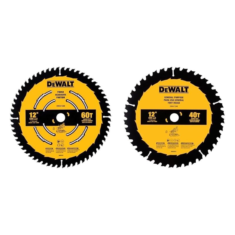 Top 5 Miter Saw Blades: Expert Picks for Superior Quality 5 DEWALT Miter Saw Blades, 12-Inch, 40 and 60 Tooth, for Fine Finish.