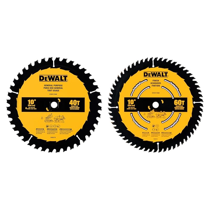 DEWALT 10-Inch General Purpose Table Saw Blade with 40T and 60T Option