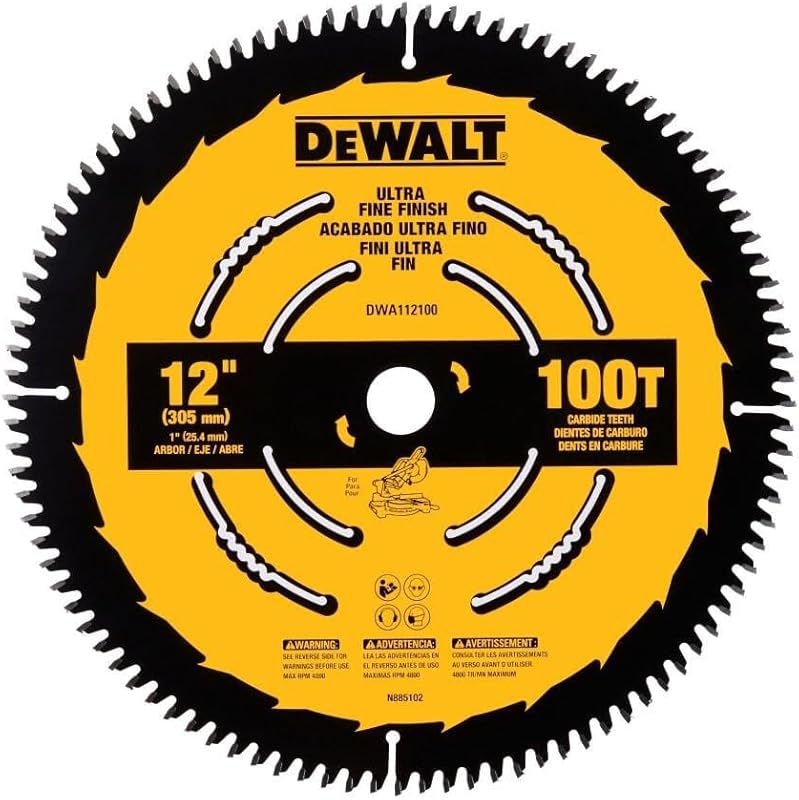 5 Best 12 Blade for Miter Saw: Pro-Grade Picks for Quality 4 DEWALT 12-inch Miter Saw Blade, 100 Tooth Carbide for Ultra Fine Finis