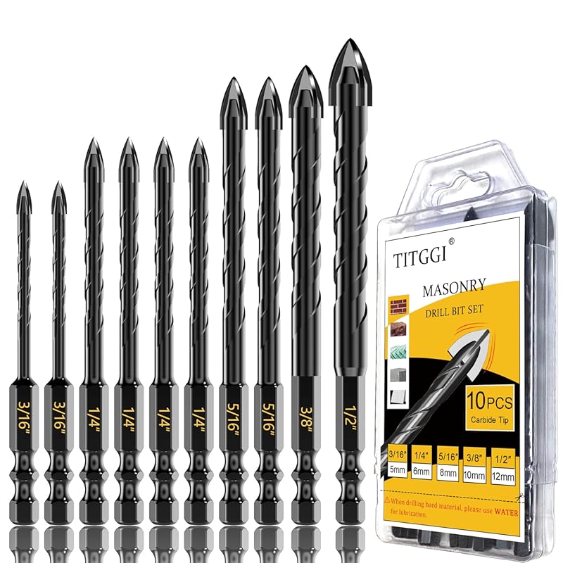 Premium Carbide Masonry Drill Bits for Concrete with Cross-Tip Design,