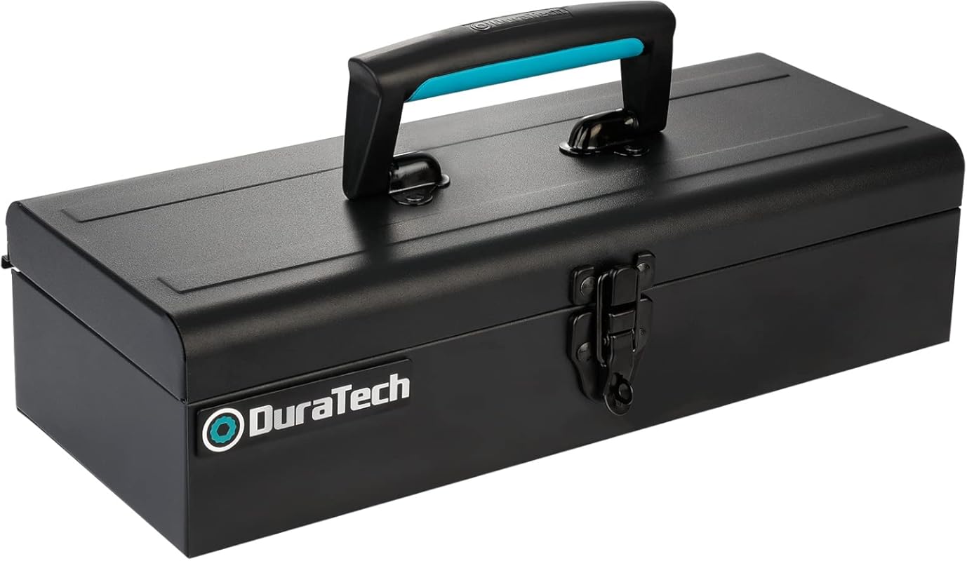 DuraTech 15-inch Portable Steel Small Tool Box with Metal Latch and An