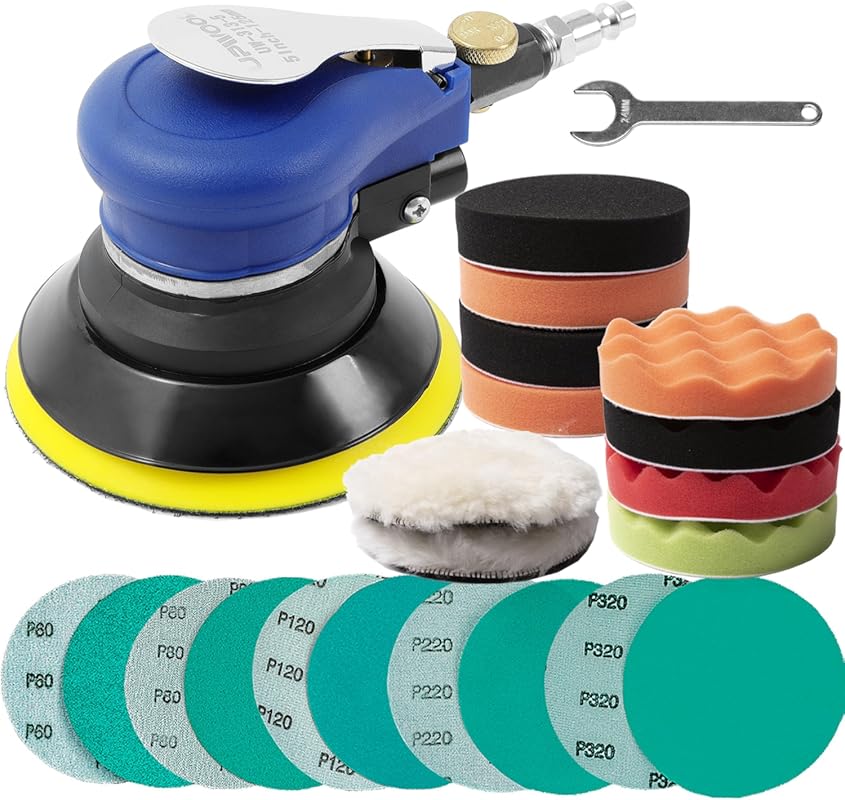 5 Inch Pneumatic Random Orbital Palm Sander for Auto Body Work and Pol