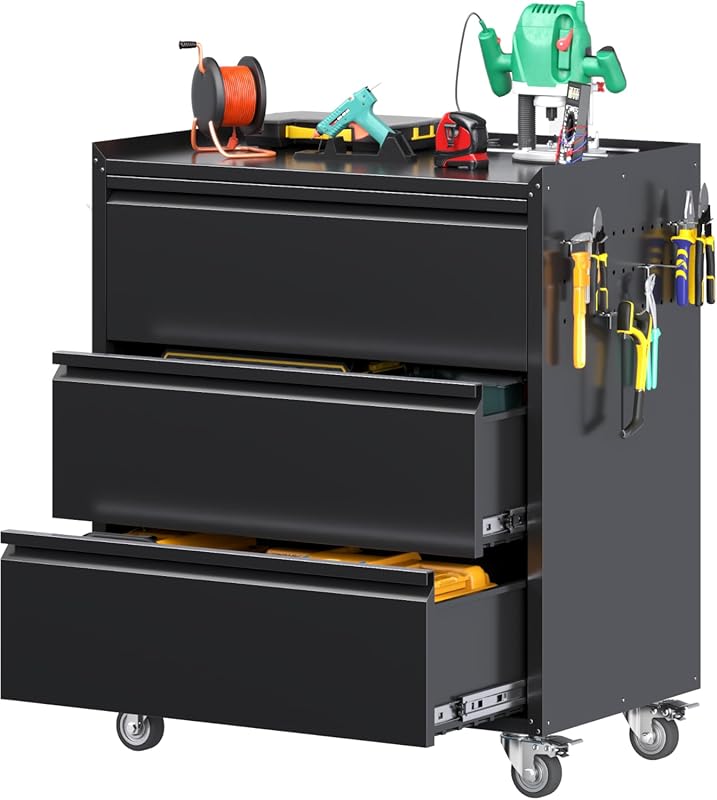 35.4-inch Metal Mobile Workbench with Hooks
