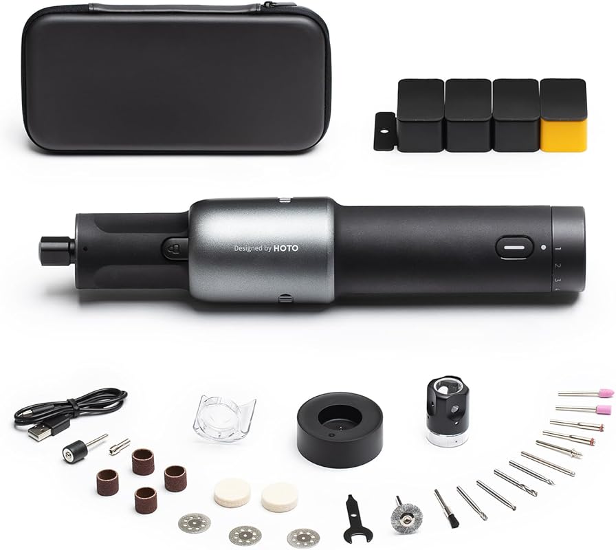 HOTO Cordless Rotary Tool: Brushless Motor, 25000 RPM, 5 Variable Spee