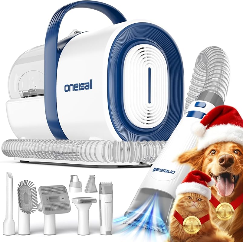 oneisall Dog Grooming Vacuum Kit with Clipper, Nail Grinder, and Deshe