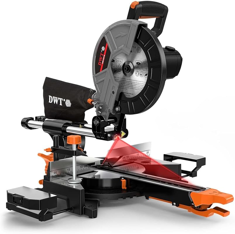 DWT 10-inch 15A Sliding Miter Saw with Laser for Versatile Multi-Mater