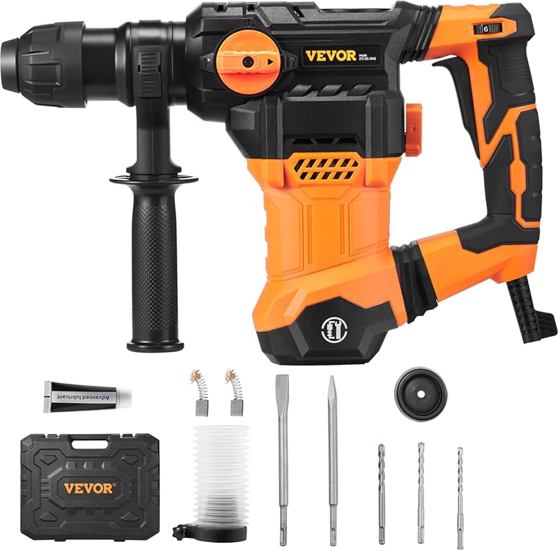 VEVOR 13 Amp Corded SDS-Plus Hammer Drill for Home Concrete, Variable 