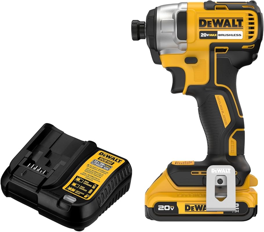 DEWALT 20V MAX Impact Driver, 1/4 Inch, Battery and Charger Included