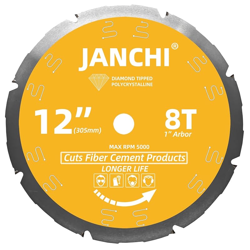 12-Inch 8-Tooth PCD Miter Saw Blade for Hardie Fiber Cement and Lamina