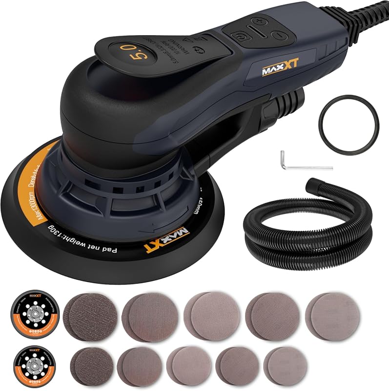 MAXXT Professional Electric Random Orbital Sander, Brushless, 5 & 6-in