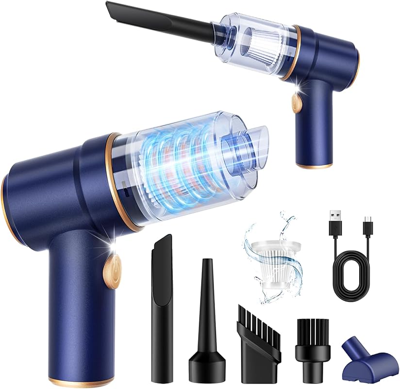 KMM Mini Handheld Car Vacuum and Air Duster with High Power, LED Light