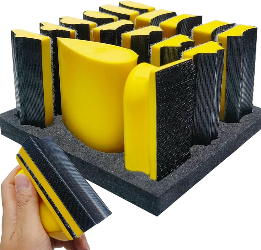 16-Piece Contoured Profile Sanding Block Set for Interchangeable Conve