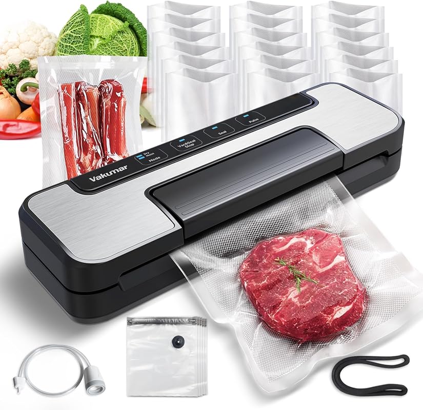 Vakumar Food Vacuum Sealer Machine with 80Kpa Double Pump, Dry/Moist, 