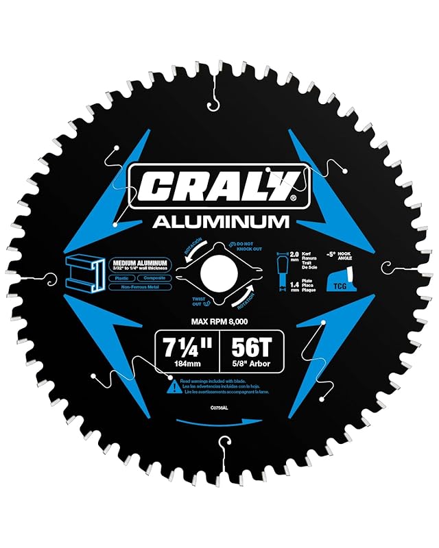CRALY 7-1/4 Inch 56 Teeth Thin Kerf Carbide Tipped Non-Ferrous Metal C