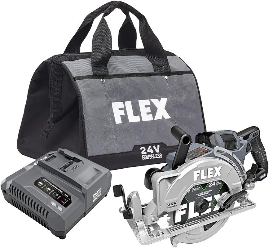 FLEX 24V Brushless Cordless 7-1/4 Inch Rear Handle Circular Saw Kit wi