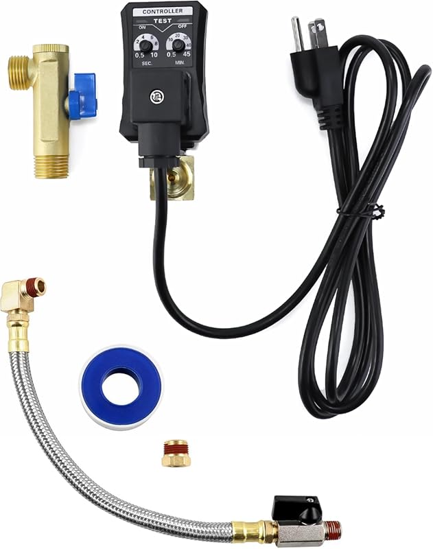 QWORK Automatic Timed Condensate Drain Valve for Compressed Air, AC 11