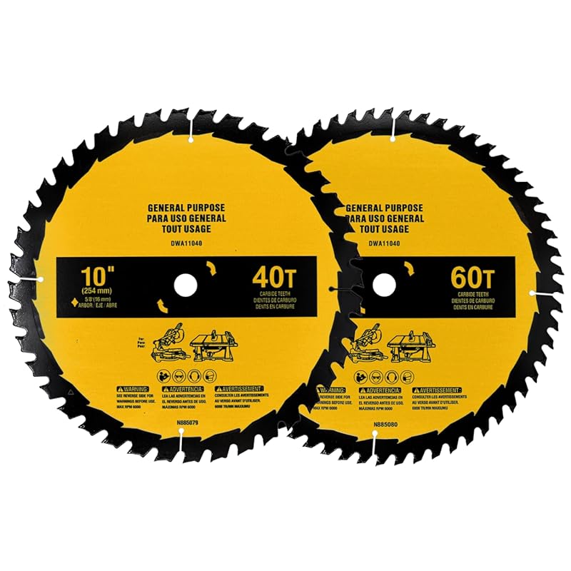 2-Pack 10in 40T/60T Table Saw Blades Compatible with Dewalt Table/Mite