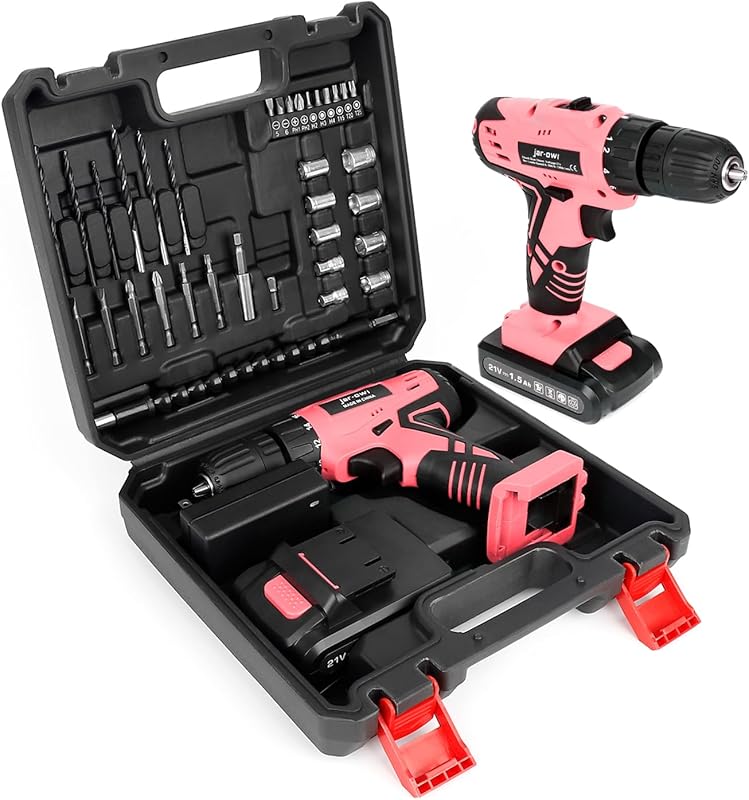 5 Best Drill Driver Impact Combos: Expert-Rated Quality 4 Pink 21V Cordless Drill Driver Kit with Li-Ion Battery for Home DIY