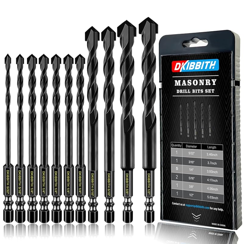 11-Piece Carbide Masonry Drill Bit Set for Red Brick and Concrete with