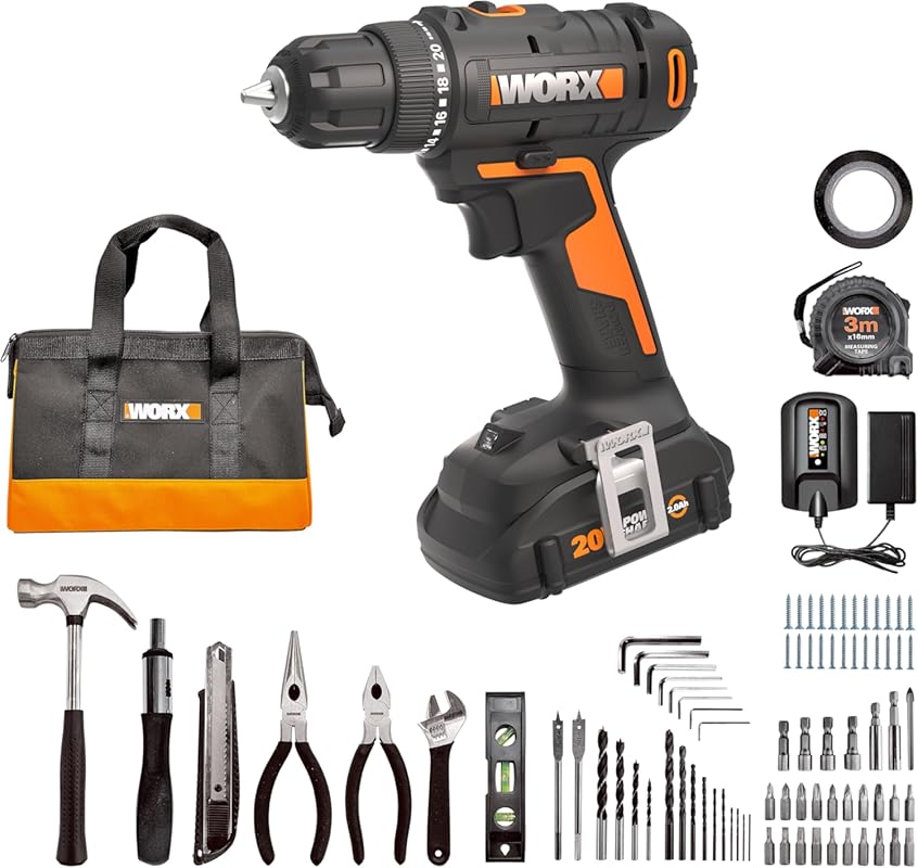 5 Best Drill Driver Combos: Expert-Vetted for Ultimate Performance 4 Worx 20V Cordless Drill Driver and Accessory Kit Includes Battery and