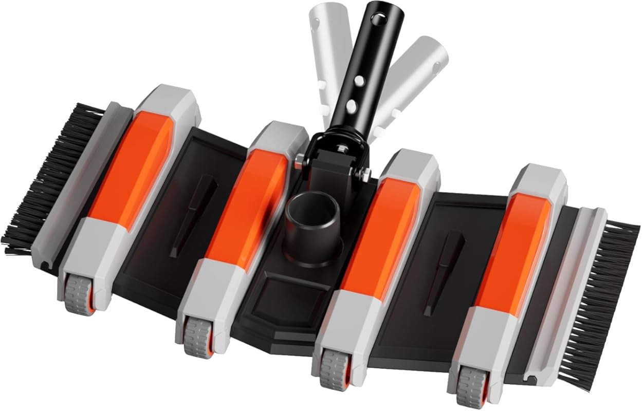 Weighted Pool Vacuum Head with Swivel Handle, Brush, Wheels for Vinyl,