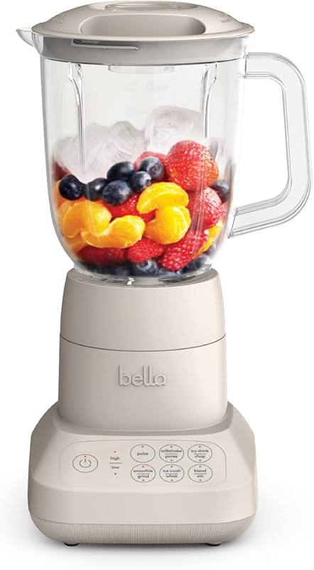 bella 10 Speed Countertop Blender and Juicer with 48oz Pitcher, 450 Wa