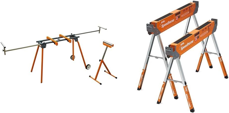 Bora Portamate Miter Saw Stand Combo with Adjustable Speedhorse Sawhor