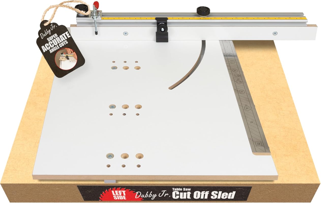 Dubby Jr. Left Side Crosscut Sled for Table Saws, a Jig for Accurate A