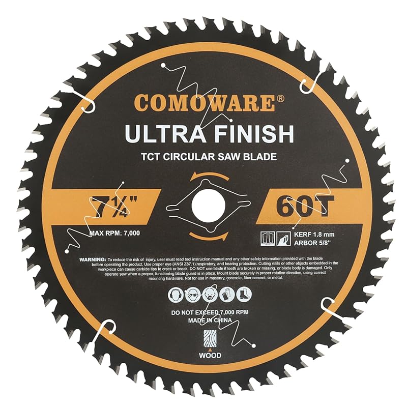 COMOWARE 7 1/4“ Circular Saw Blade, 60T ATB Circular Saw Blade, 5/8